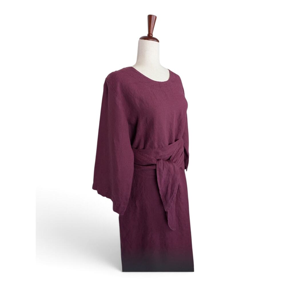 LEN OK BRAND 100% Linen Dress w/ Self Wrap Linen Tie and Side Pockets - XXL - Picture 3 of 15